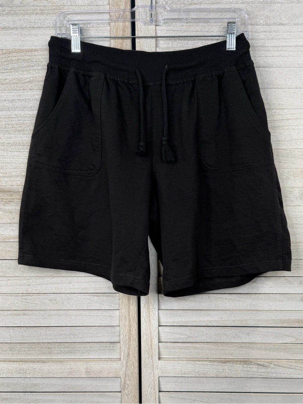 BOBBIE BROOKS Women's Black Pull On Cotton Blend Athletic Shorts-Large